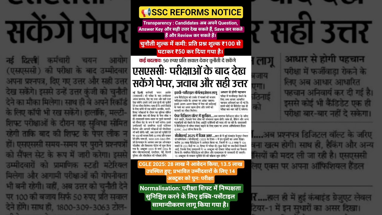 SSC EXAMINATION REFORM 2025 