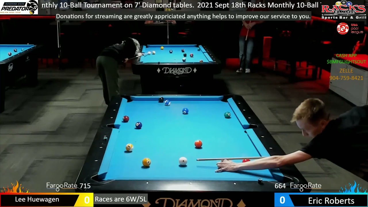 Lee Huewagen vs Eric Roberts 2021 Racks Billiards Sanford, FL Monthly