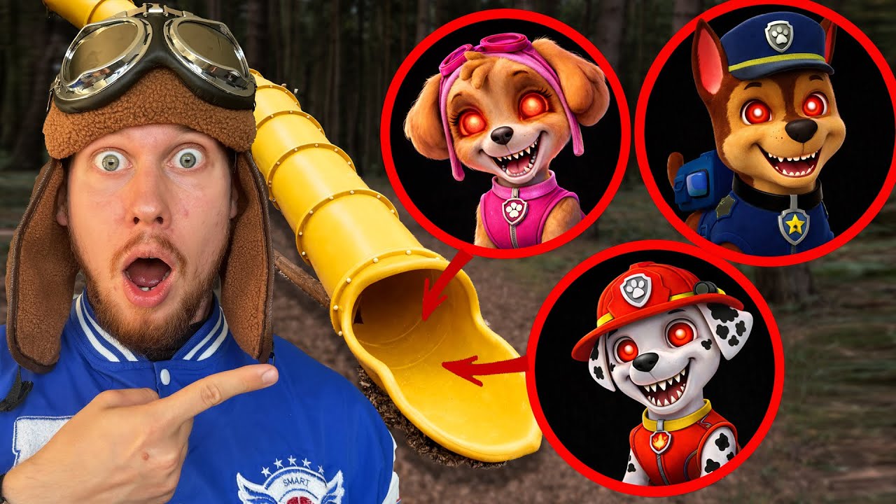 SLIDE EATER VS PAW PATROL - CHASE, MARSHALL and SKYE