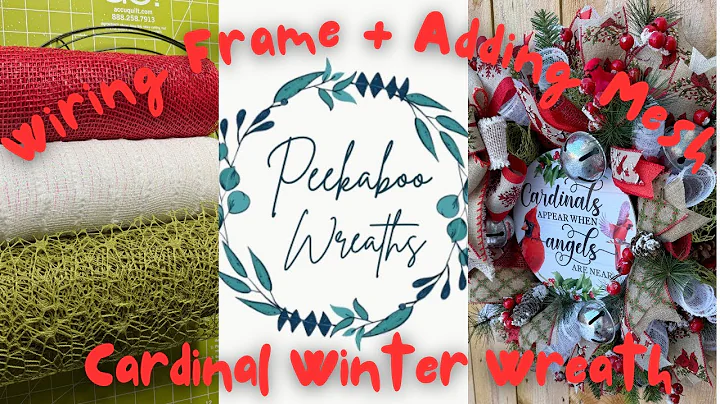 Adding Mesh to a Beautiful Snowy Cardinal Winter Wreath | DIY Christmas Wreath Tutorial