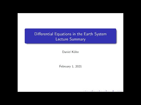 Vorlesung: Differentialgleichungen im System Erde - Teil 19