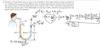 Thermodynamics Exam 1 Problem 1 Manometer
