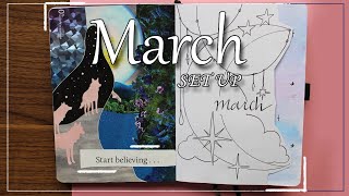 March 2021 Bullet Journal Set Up │ Celestial Night Sky Theme