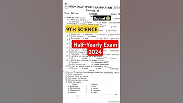 9th Science HalfYearly Exam Orginal Question Paper 2024 #orginal