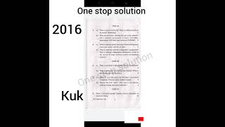 2016 Software Engineering Mca Msc 2Nd Yr Kuk Question Paper