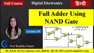 #85  Full Adder Using NAND Gate Implementation ( हिंदी ) ||  Unit-02/10.