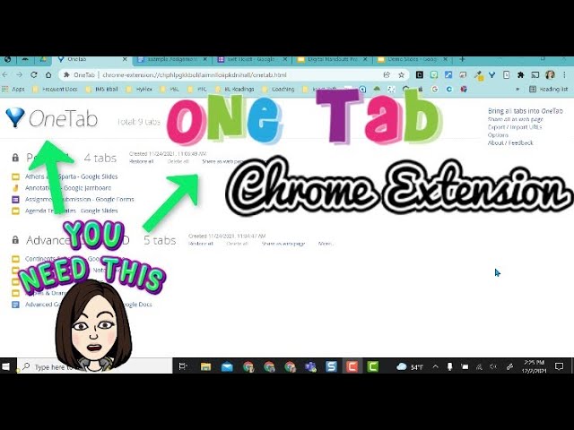 OneTab on Google Chrome