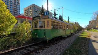 Ride a streetcar over a 160 foot high bridge in Edmonton, Alberta Canada