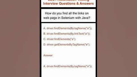 SELENIUM - Find all links on WebPage - SDET Automation Testing Interview Questions & Answers