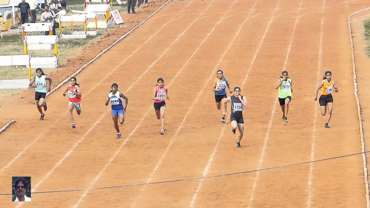 GIRL'S U 18 100m FINAL. 30th NATIONAL  JUNIOR ATHLETICS CHAMPIONSHIPS-2014