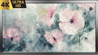 Soft Blossom & Leaf Dance 🌸 | Ebru Art Style | 4K TV Wallpaper | Tv Screensaver 🌿✨ screenshot 4