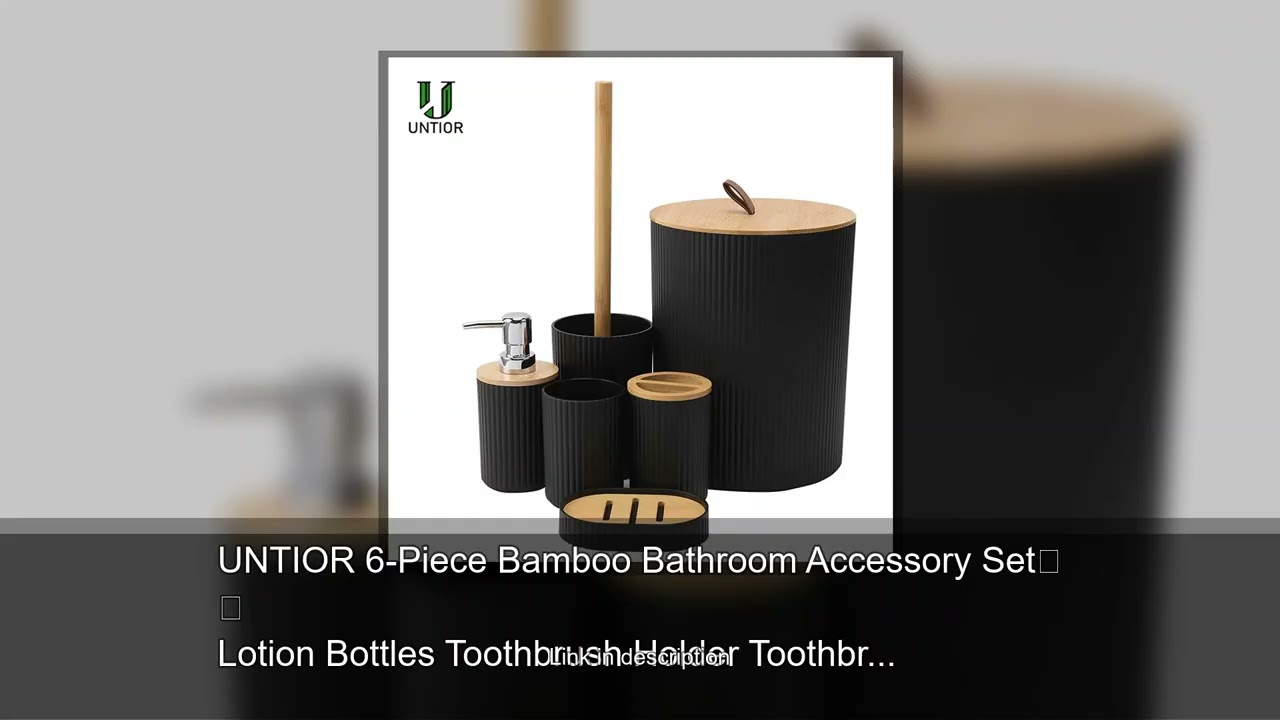 UNTIOR 6-Piece Bamboo Bathroom Accessory Set Lotion Bottles Toothbrush Holder Toothbrush Holder