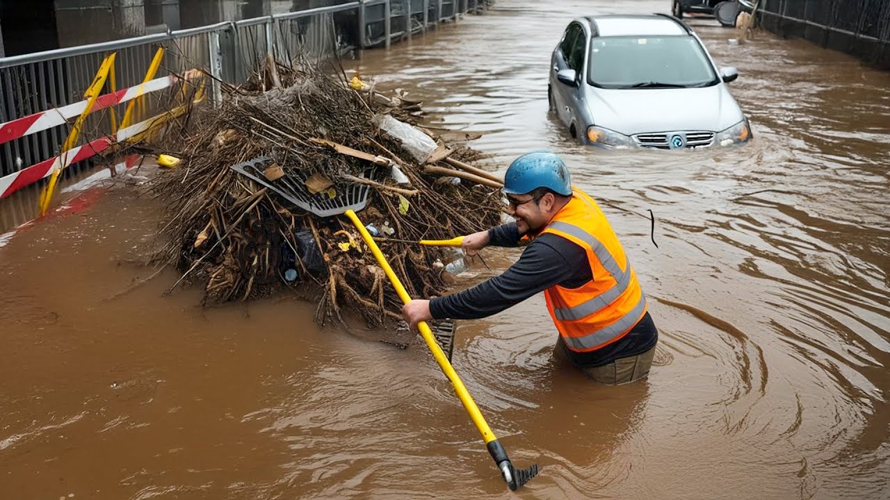 Massive Flood Cleanup Begins with One Epic Drain Unclog! - YouTube