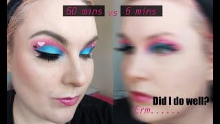 60 minute VS 6 minute makeup challenge!! CRAZY HARD