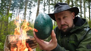 Alien egg baked in the oven in the forest - ASMR outdoor cooking