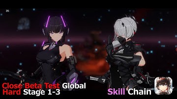 [Aether Gazer] Hard Stage 1-3 | Skill Chain Jin-ei & Sakubo |No Commentary