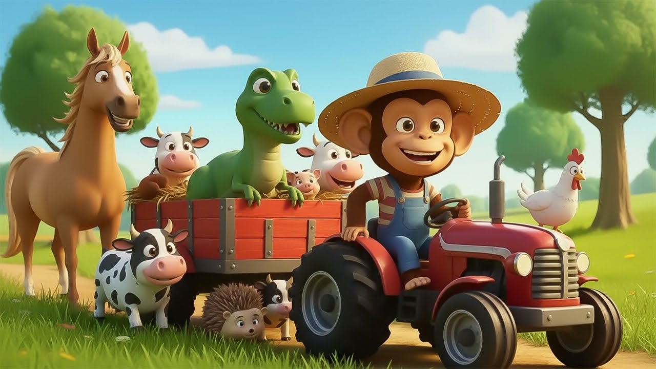 Monkey Farmer Drives Tractor Chase, Farm Rescue & Happy Ending | Monkey Funny