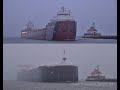 Ships serenading each other? The Arthur M Anderson & American  Integrity Foggy Duluth Arrival 4-9-21