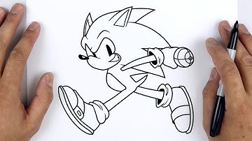 HOW TO DRAW SONIC RUNNING | Friday Night Funkin (FNF) - Easy Step By Step Tutorial For Beginners