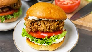 Vegan KFC Fried Chicken Sandwich Recipe Using Oyster Mushrooms