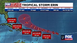 Tropical Storm Erin intensifying expected to be a hurricane by the weekend