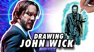  JOHN WICK ! Keanu REEVES Speed Drawing ️ Comic Book Style ️