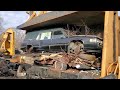 Car crusher crushing cars 93 1989 cadillac deville eureka hearse