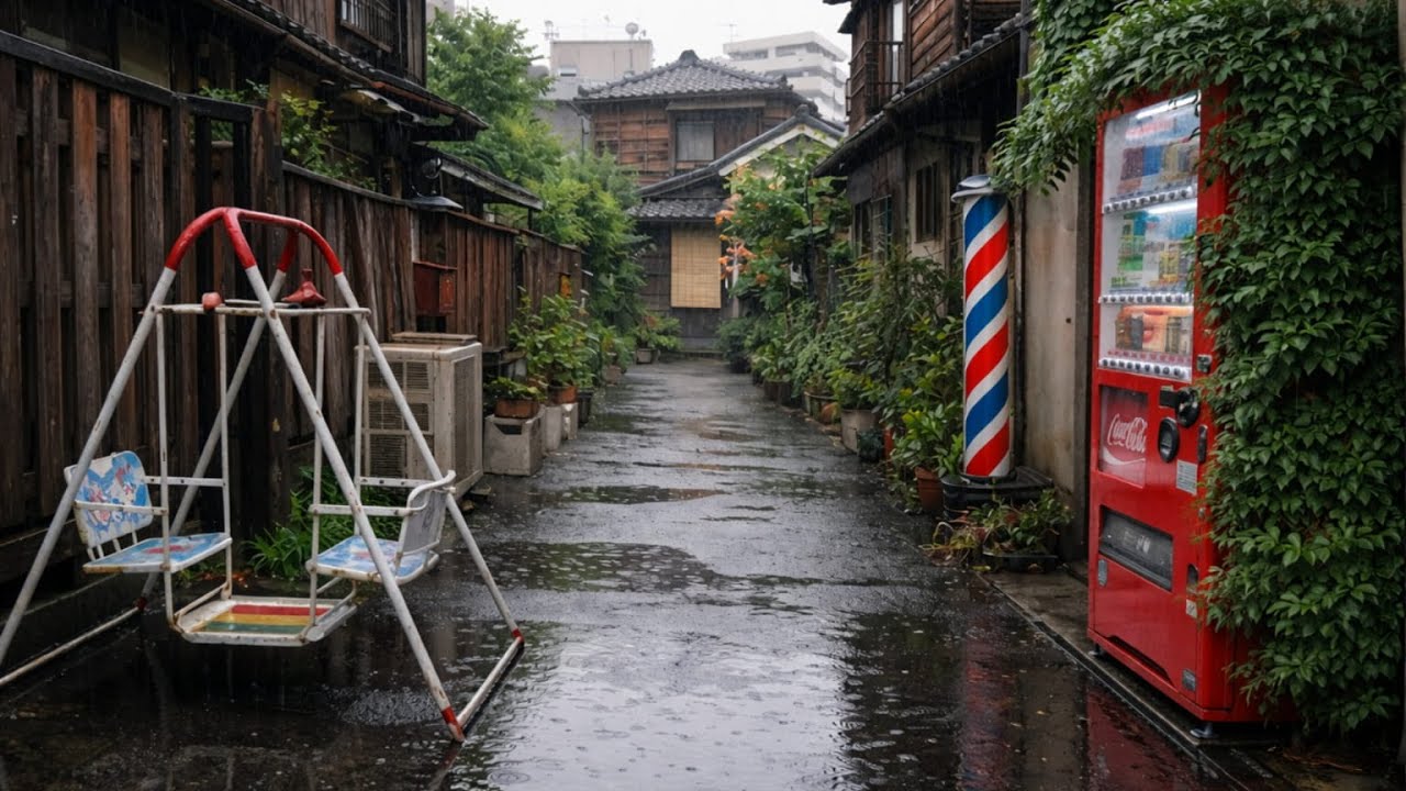 誰もいない、雨の下町散歩。昭和レトロ❘4KPOV - Rainy Tokyo Walk ASMR