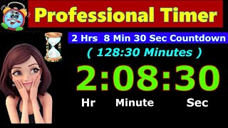 128:30 Minutes Countdown [Reverse Time] 2 Hrs 8 Min 30 Sec Timer | Digital Clock | Alarm | Stopwatch