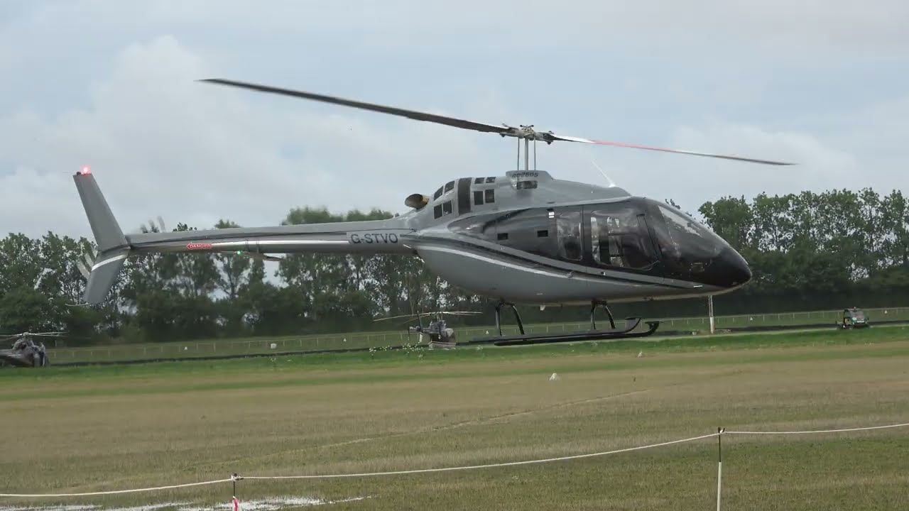 BELL 505 G-STVO ARRIVES AND DEPARTS FROM GOODWOOD AIRFIELD - FESTIVAL OF SPEED VISITOR 13-7