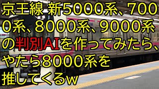 【プログラミング】京王線 新5000系、7000系、8000系、9000系の判別AIを作ってみたら、やたら8000系を推してくる / phython + Tensorflow + keras