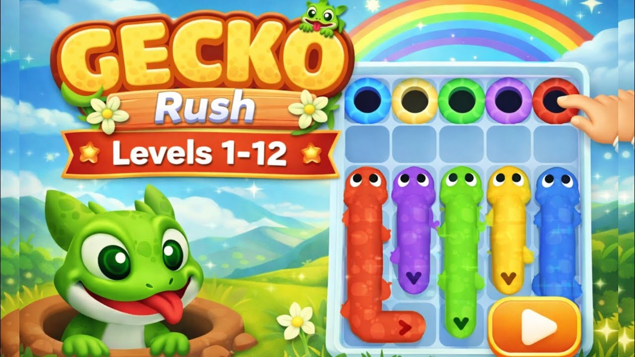 🦎 Gecko Rush – Levels 1–12 Full Gameplay (2026)🔥#gameplay #gecko #trendinggame   #gaming