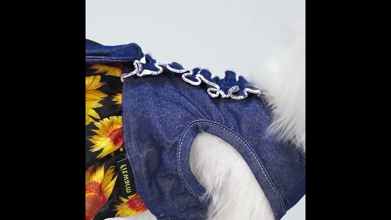 Sunflower Denim Dog Dress | Summer Pet Clothes  Fitwarm