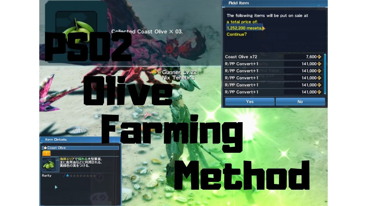 PSO2 Olive Farming Money Method (Easy/ Early Game)