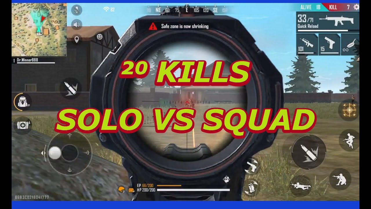 FREE FIRE SOLO VS SQUAD | 20 KILLS SOLO GAME PLAY - YouTube