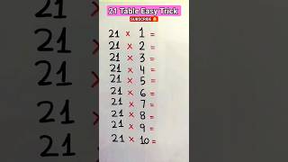 Table 21 Trick|| Easy table #math #viralshort #youtubeshorts #viral #table #shorts #short #tricks screenshot 2