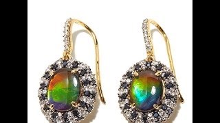 Rarities Ammolite, White Zircon, Spinel Earrings