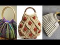 latest ideas of ladies crochet handmade handbags with wooden handle❤️