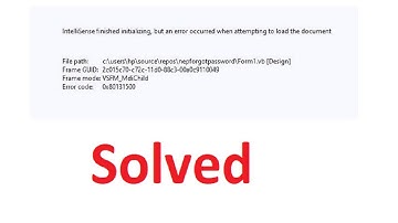 VB NET ERROR intellisense finished initializing, but an error occurred when attempting to load