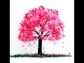 How to paint cherry blossom tree  acrylic  with q tips  cotton buds   easy for beginners