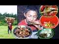 Adhirajs new chicken curry recipe  cutting dry firewood  enjoying local chicken roastsanjipjina