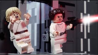 Luke and Leia walk (!) across the Death Star Shaft - LEGO STAR WARS - Stop-Motion Story