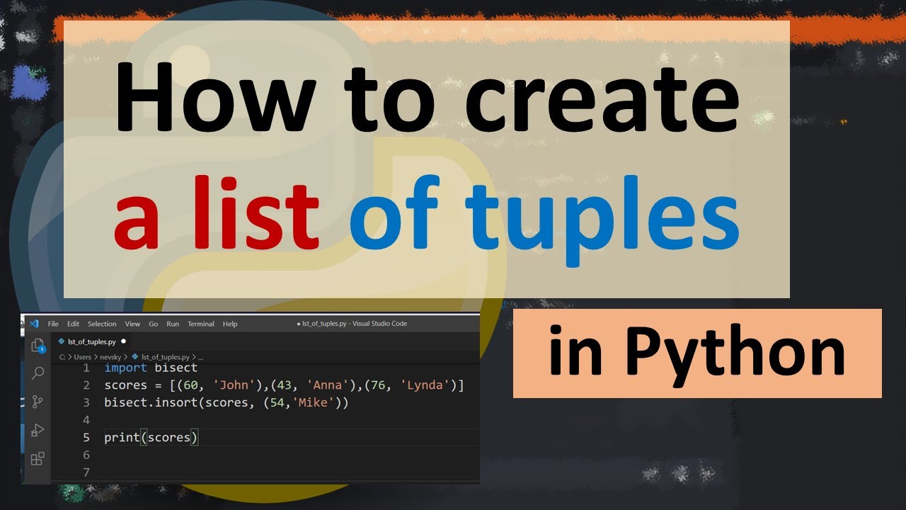 How To Create A List Of Tuples In Python - Youtube
