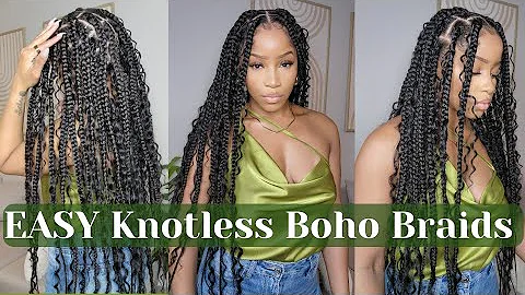 Easy Knotless Boho Braids w/human Hair ft. YWIGS | (very detailed) Crochet Method