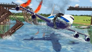 Emergency Landing ON THE RIVER - Engine Exploded! Airplane Crashes! Besiege plane crash