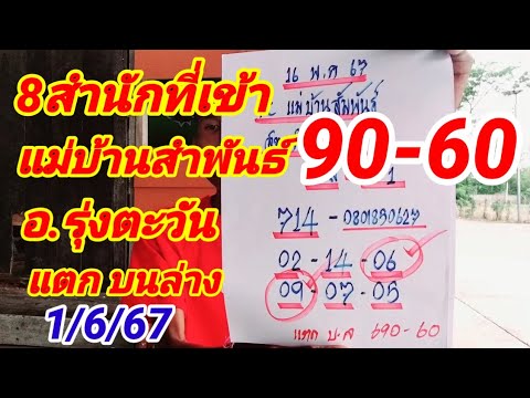 #8สำนักที่เข้าแม่สำพันธ์+รุ่งตะวัน#แตกบนล่าง90-60ตรงๆ1/6/67