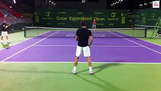 Roger Federer Practice Qatar ExxonMobil 2012