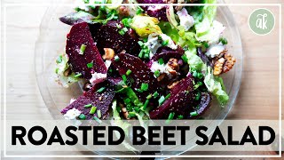 Roasted Beet Salad with Citrus-Shallot Vinaigrette, Goat Cheese, and Walnuts