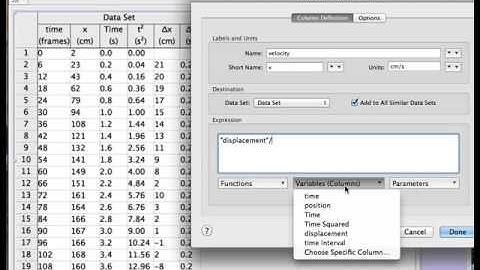 logger pro make calculated columns