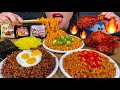 ASMR 3 KINDS OF NOODLES (BLACK BEAN, CARBO & SPICY)+ SPICY FRIED CHICKEN 먹방 MASSIVE Eating Sounds